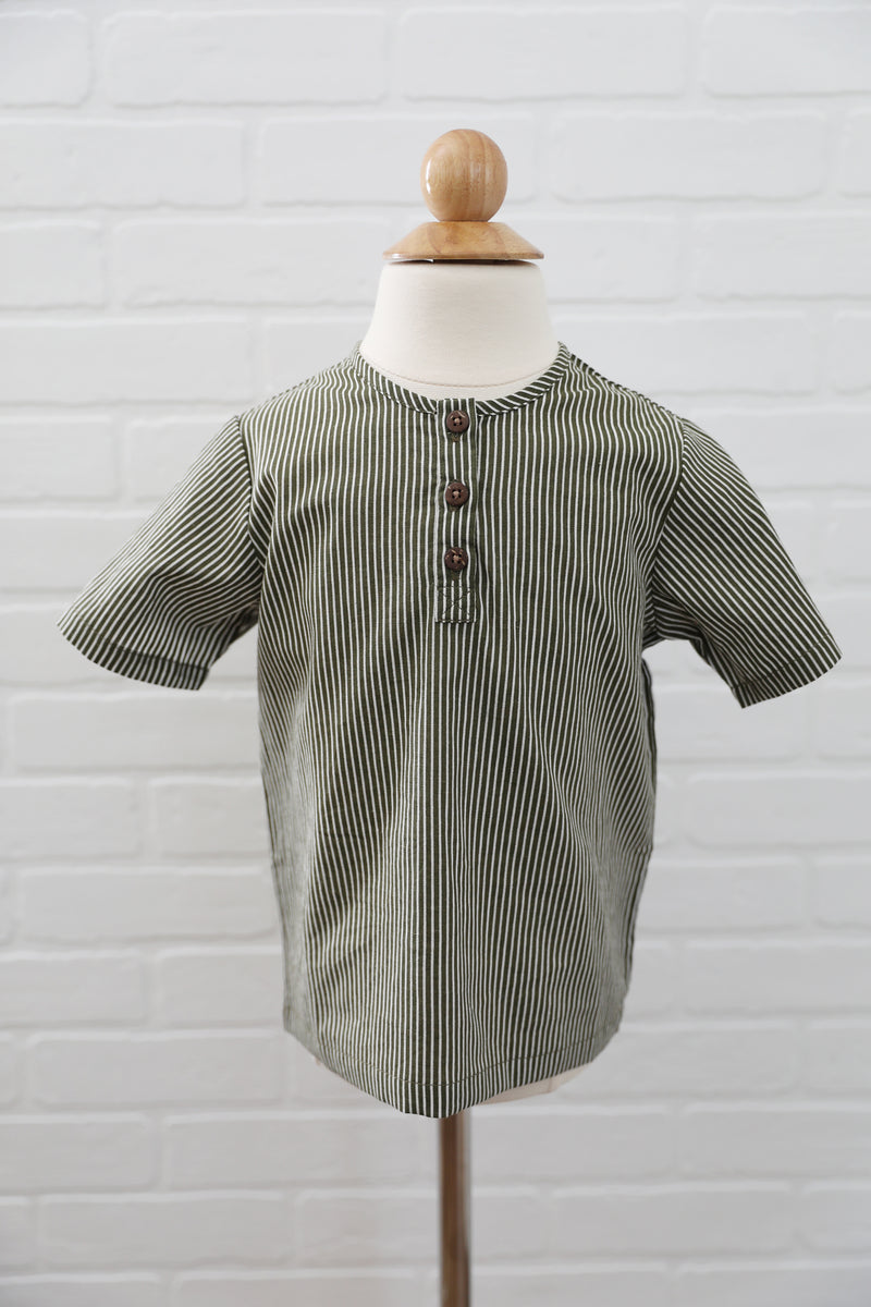 Charley Tee - Olive Stripe