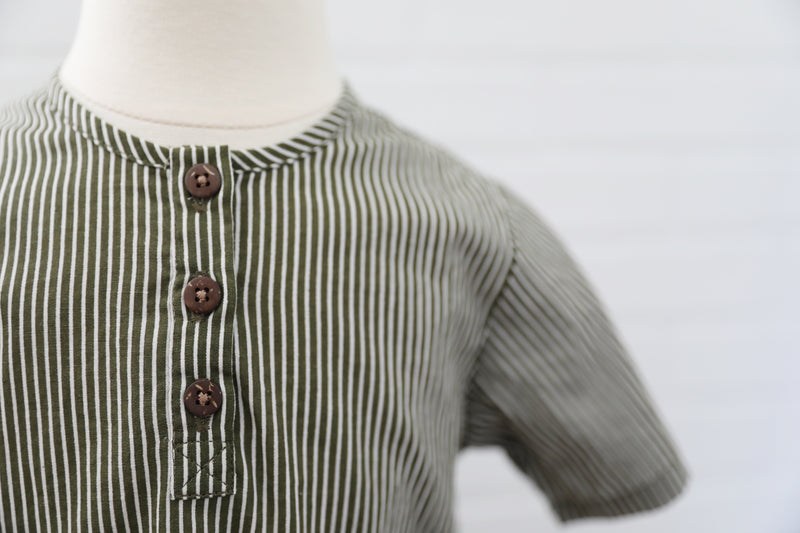 Charley Tee - Olive Stripe